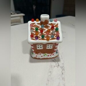 Christmas Nostalgia Ceramic Gingerbread House Auto Timer Retro Lights Holiday 5”